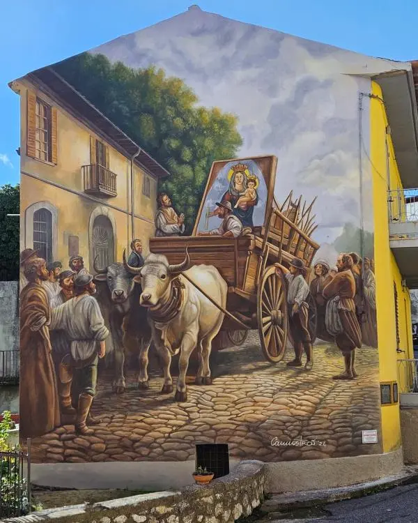 A Palermiti un murales dell'artista Cannistrà rievoca il prodigioso quadro di "Murorotto"