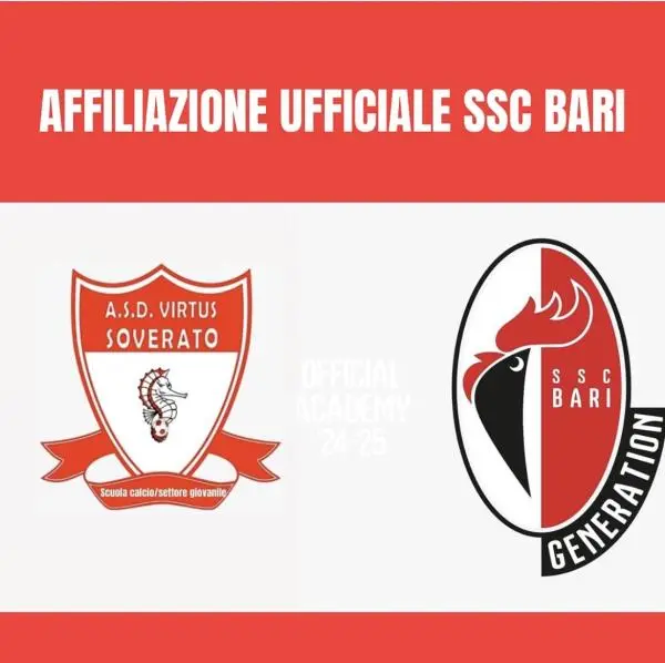 L’Asd Virtus Soverato ufficializza la sua affiliazione con la Ssc Bari calcio