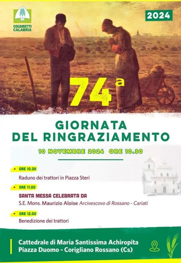 Coldiretti Calabria: domenica 10 novembre a Corigliano-Rossano  la giornata regionale del Ringraziamento