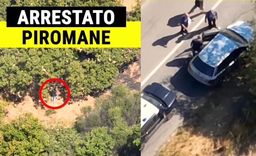 images Appicca incendio ma viene colto in flagranza dai Carabinieri: arresto ripreso dai droni (VIDEO)