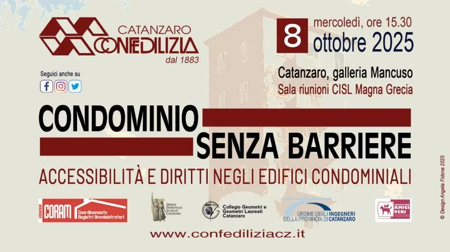 Catanzaro, l’8 ottobre un seminario su accessibilità e diritti: nel rispetto di autonomia e proprietà