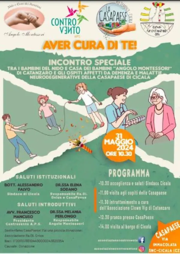 "Aver Cura di te", venerdì 31 maggio un incontro 'speciale' a Cicala 