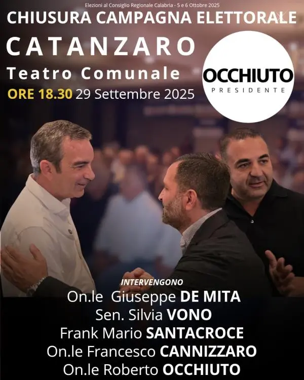 Regionali, Frank Mario Santacroce lunedì chiude la campagna elettorale con i big