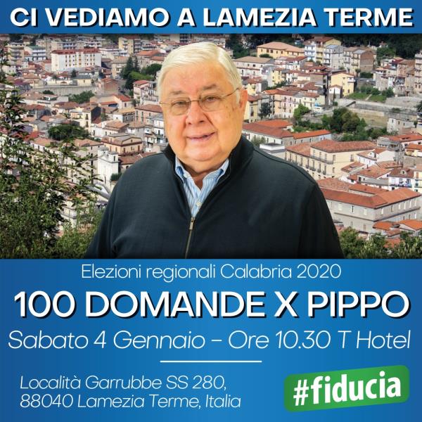 Regionali. "100 domande X Pippo", Callipo sabato al T-Hotel a Lamezia Terme