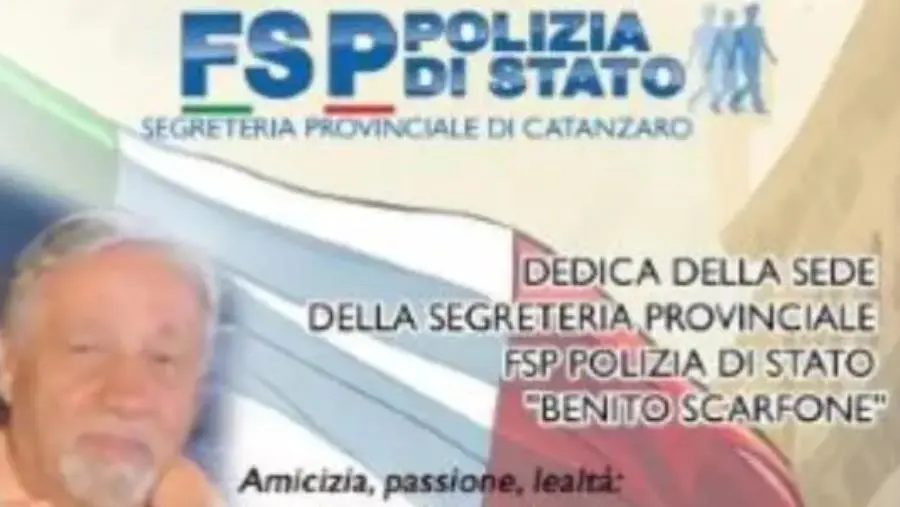 Catanzaro, la segreteria della FSP sarà dedicata al sovrintendente Capo della Polizia Benito Scarfone