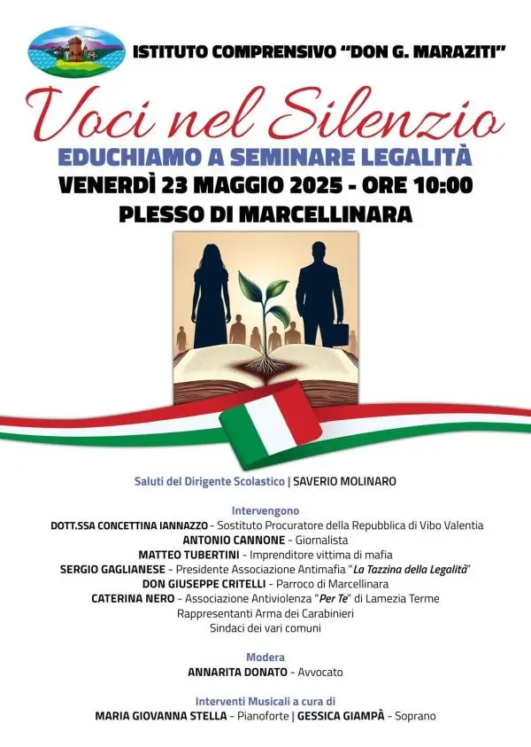 images A Marcellinara "Voci nel silenzio, educhiamo a seminare la legalità" (IL PROGRAMMA)