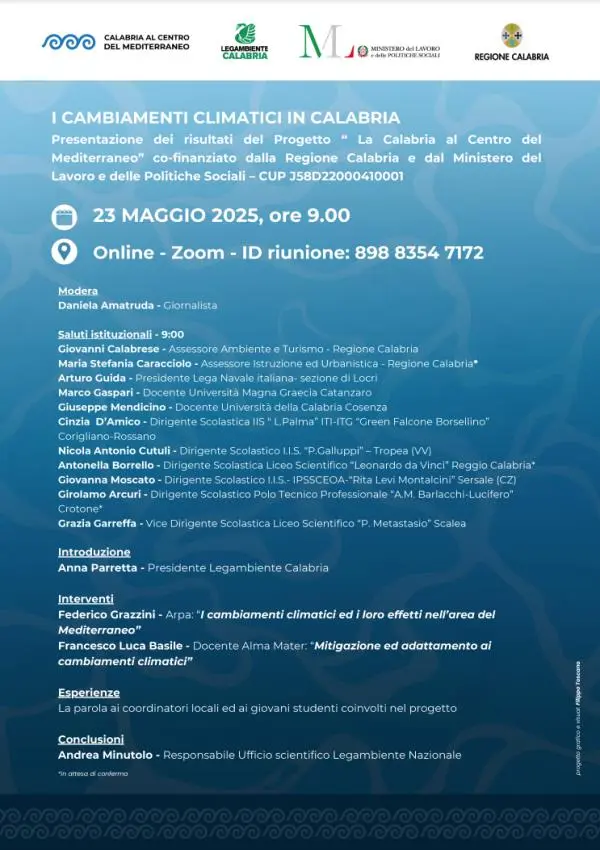 Legambiente presenta  “Calabria al Centro del Mediterraneo” 