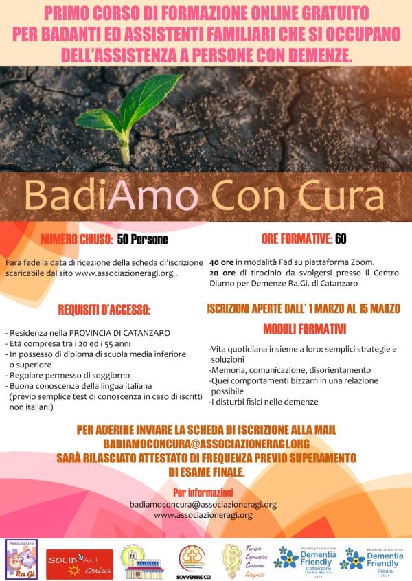 Ra.Gi. offre un corso di formazione gratuito per badanti e assistenti domiciliari residenti nel Catanzarese 