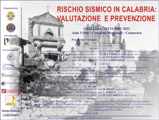 Rischio sismico in Calabria, valutazione e prevenzione: giovedì 13 il convegno in Cittadella 