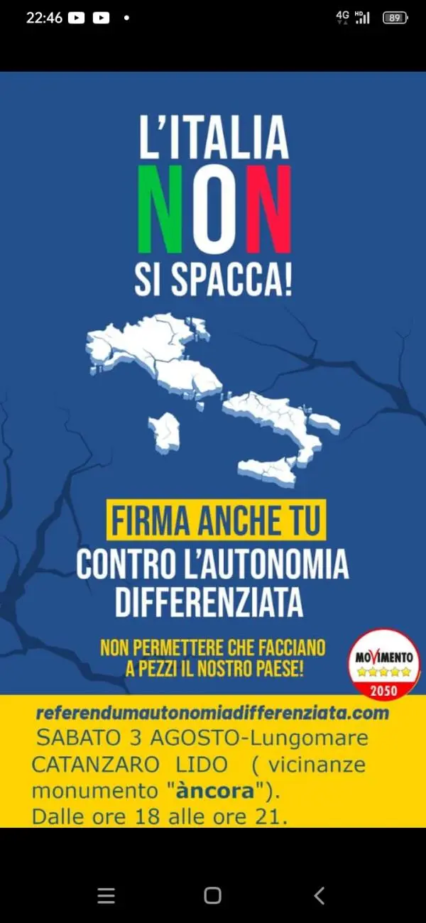 images Catanzaro, la raccolta firme del M5S contro l'Autonomia differenziata 