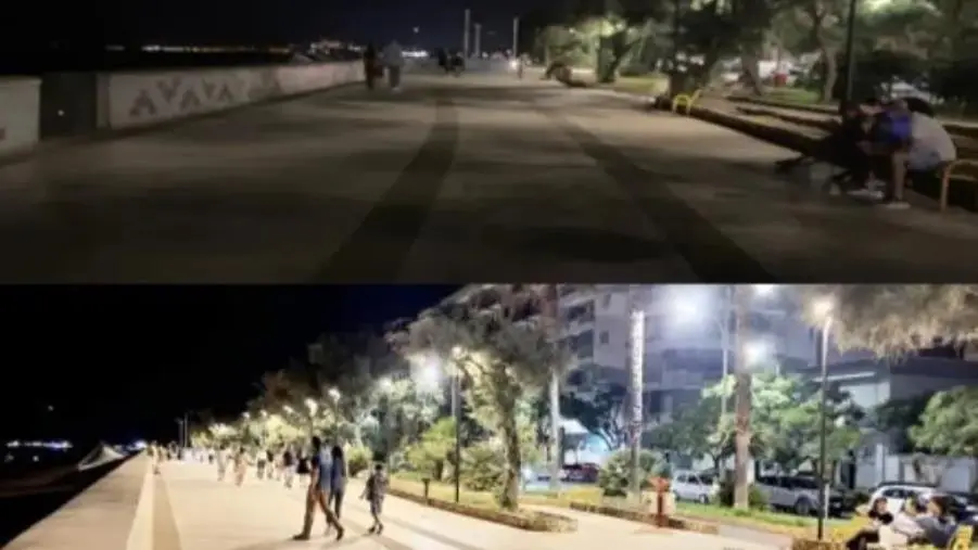 Catanzaro, il lungomare è più sicuro e bello con i nuovi 53 punti luce tra Via del Mare e il Corace 