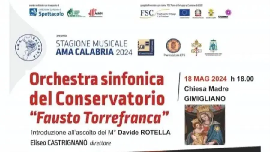 Ama Calabria, a Gimigliano, il Concerto dell’Orchestra Sinfonica del Conservatorio di Vibo  