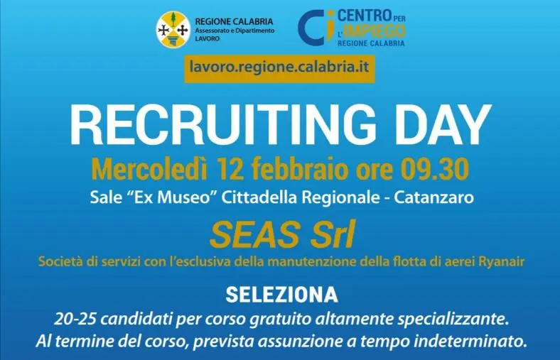 Recruiting day Seas in Cittadella regionale, oltre 300 le candidature pervenute