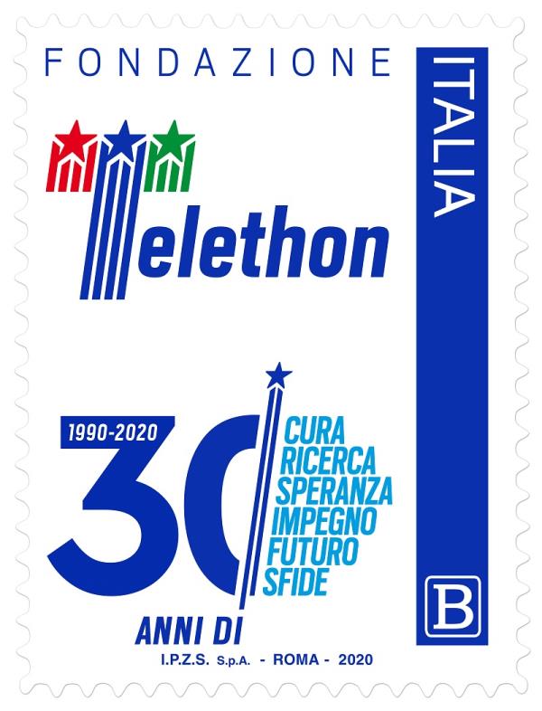 Poste italiane emette un francobollo per il 30° anniversario di attività della fondazione “Telethon”

                                              