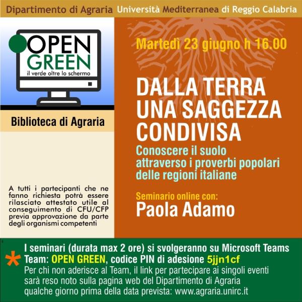 images  “Open Green: il verde oltre lo schermo”, alla Biblioteca di Agraria dell’Università Mediterranea arriva la prof Adamo