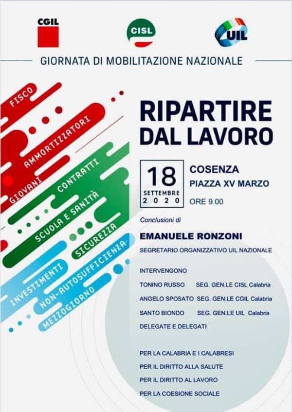 images Cosenza sarà la sede della giornata di mobilitazione nazionale sul tema “Ripartire dal lavoro” 