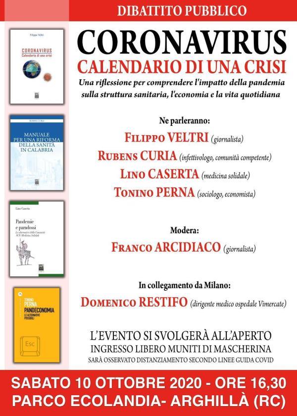 images "Coronavirus. Calendario di una Crisi". L'incontro previsto per sabato a Reggio Calabria è stato rinviato