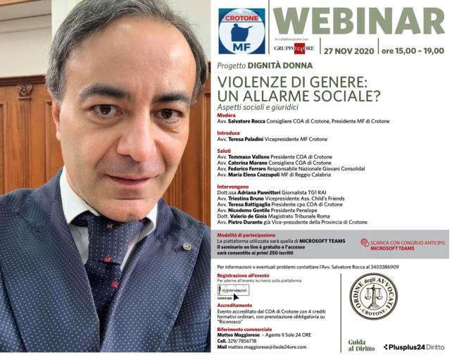 images "Violenza di genere", confronto a più voci nel webinar promosso dall'avv. Rocca ( Movimento forense)