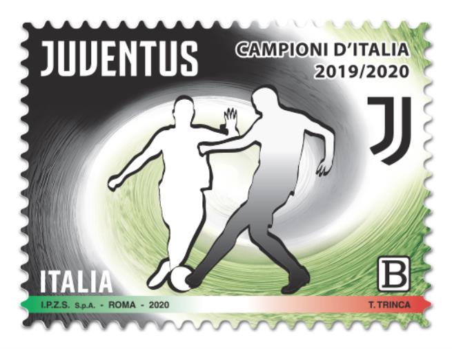 Poste italiane.  Emesso un francobollo per celebrare la Juventus campione d'Italia 2019/2020