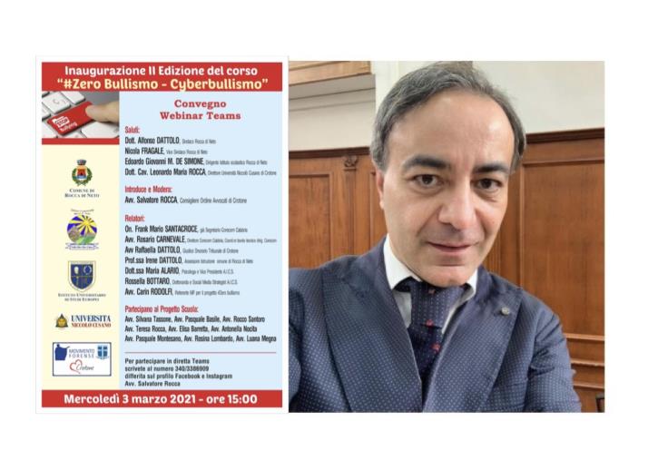 Bullismo e Cyberbullismo. Confronto a più voci nell'incontro organizzato dall'avv. Rocca (MF Crotone) dedicato alle scuole 