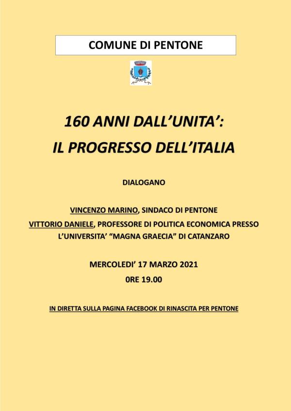 images 'Rinascita per Pentone' celebra "160 anni dall'Unità dell'Italia": appuntamento domani sulla pagina  Facebook