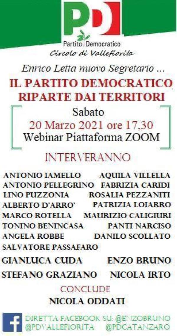 images Il Partito Democratico riparte dei territori, sabato webinar promosso dal circolo di Vallefiorita in diretta Fb