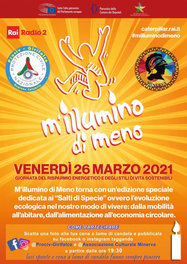 images L’associazione culturale Minerva e la Prociv-Girifalco aderiscono alla campagna “M’illumino di Meno” con uno "scatto fotografico"