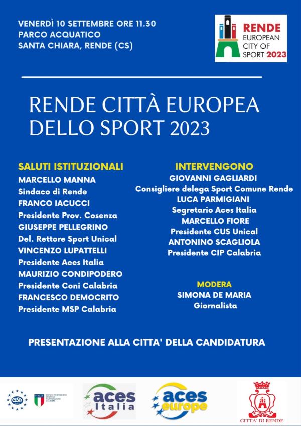 images Rende Città Europea dello Sport 2023: Venerdì la presentazione ufficiale della candidatura