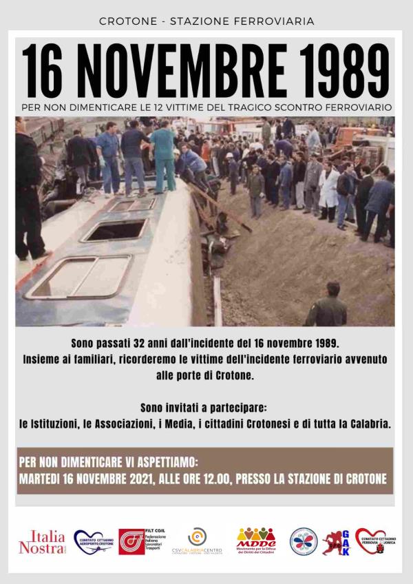 images Crotone ricorda le vittime dell’incidente ferroviario del 1989