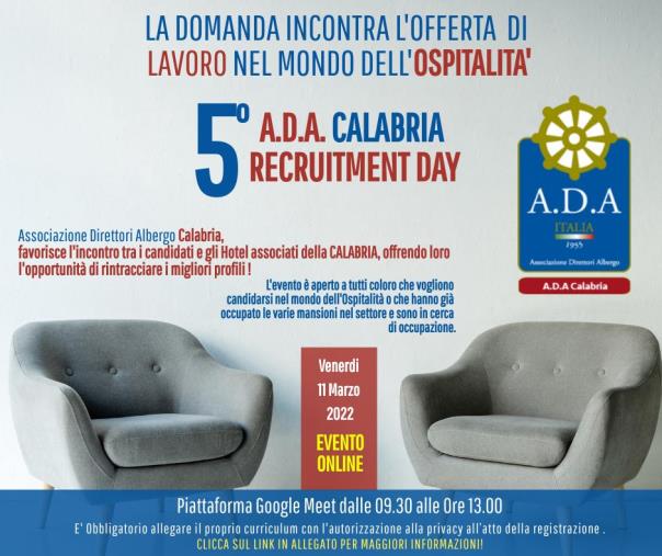 images Alberghi Calabria, l'Ada: "Venerdì la giornata del reclutamento per offrire posti di lavoro nel settore"