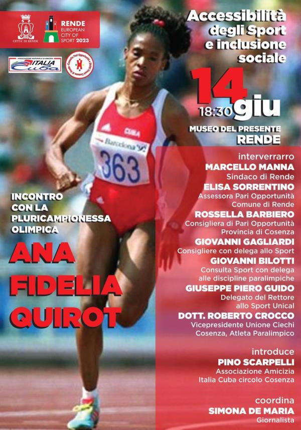 images Sport e inclusione, la campionessa Ana Fidelia Quirot in visita a Rende martedì 14 giugno
