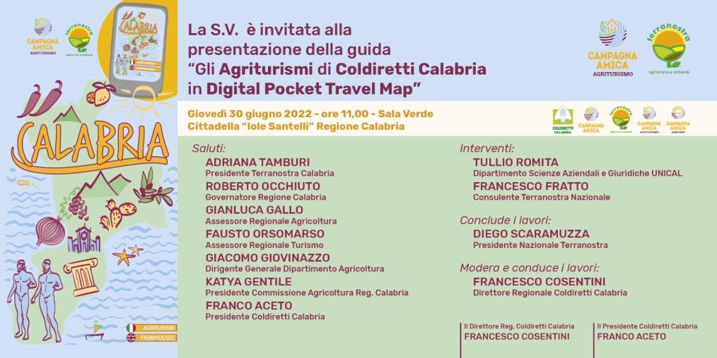 Coldiretti, una guida digitale per gli agriturismi calabresi: domani presentazione alla Cittadella
