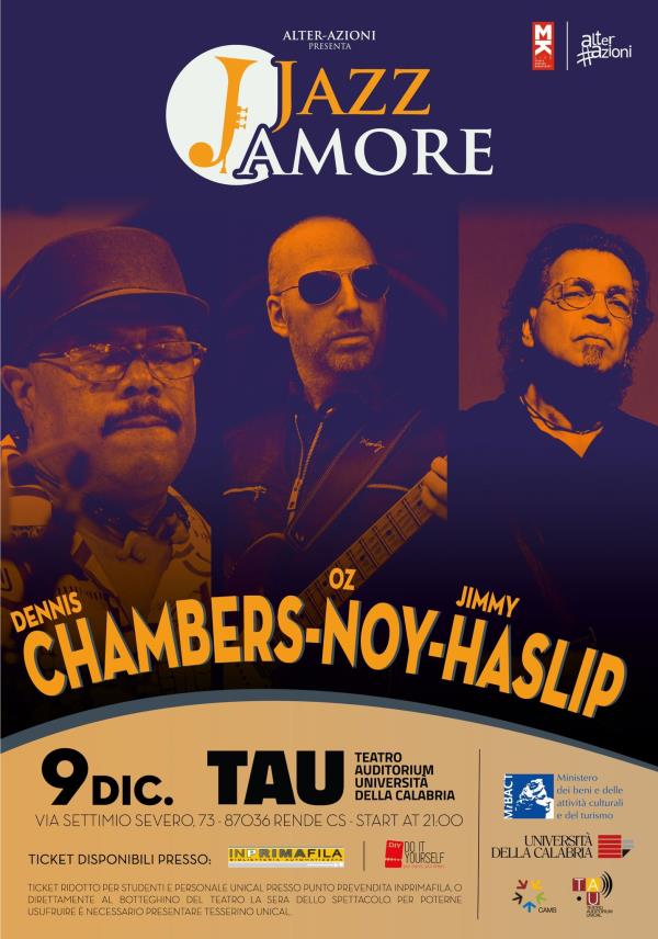 images Rende, stasera all’Unical per "JazzAmore" in concerto il trio Chambers, Noy, Haslip