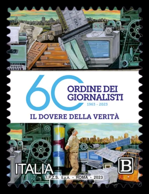images Un francobollo celebrativo per i 60 anni dell'Ordine del Giornalisti 