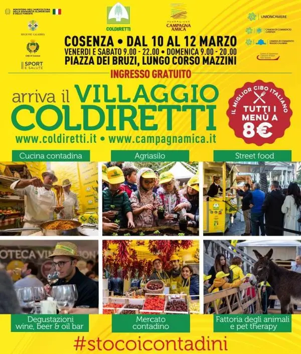 Villaggio Coldiretti a Cosenza dal 10 marzo, attese oltre 200mila persone