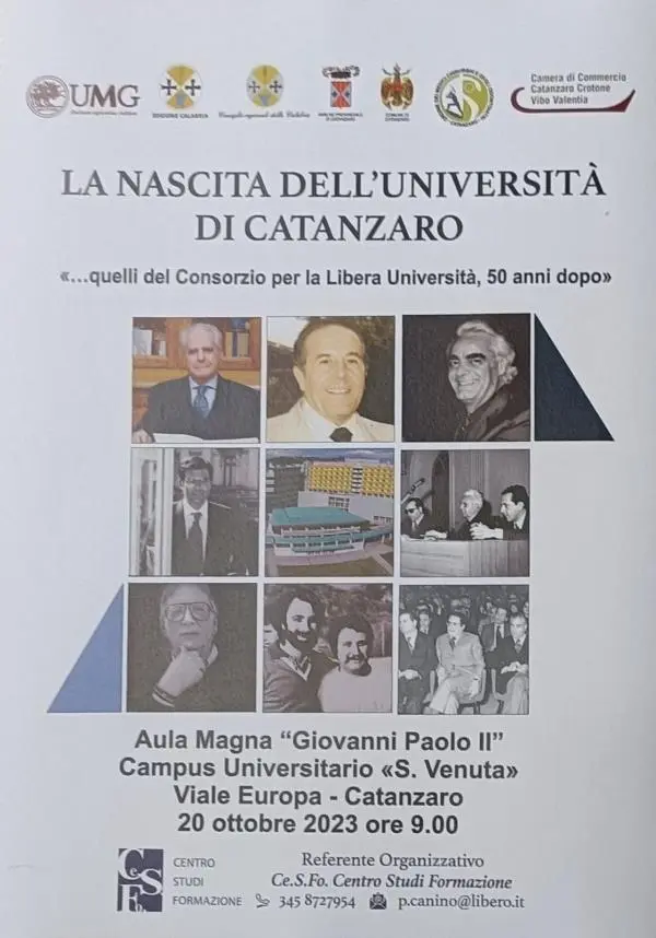 La nascita dell'Università di Catanzaro...50 anni dopo: venerdì 20 ottobre il convegno all'UMG