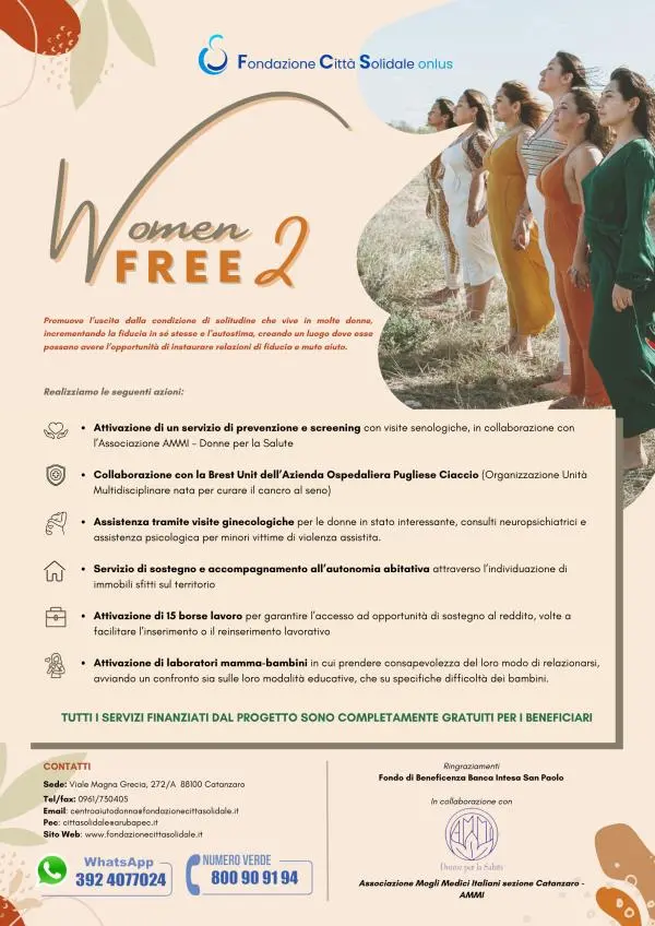 images "Women Free 2” a Catanzaro:  al via il progetto che sostiene le donne in condizioni di disagio