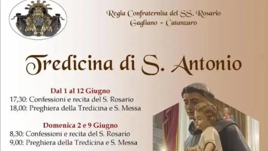 images Catanzaro, a Gagliano la Tredicina di S. Antonio: il 13 giugno la giornata conclusiva
