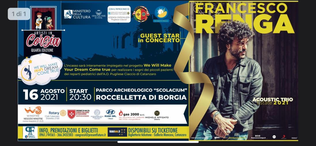 images Artisti in Corsia: l’incasso del concerto di Francesco Renga sarà dato in beneficenza 