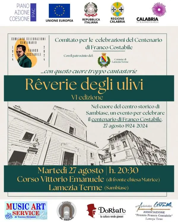 images Centenario della nascita del poeta Franco Costabile: celebrazione tra poesia, musica e arte con la “La Rêverie degli ulivi” a Lamezia