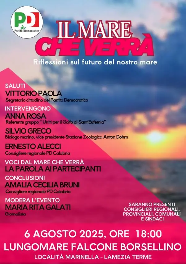 Depurazione e tutela del mare, il 6 agosto a Lamezia l’iniziativa “Il mare che verrà” con Amalia Bruni