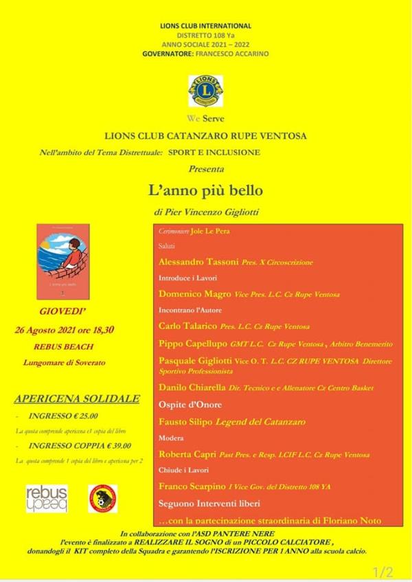 images "Sport e inclusione". Asd Pantere nere e Lions Club Rupe Ventosa presentano il libro "L'anno più bello" di Pier Vincenzo Gigliotti