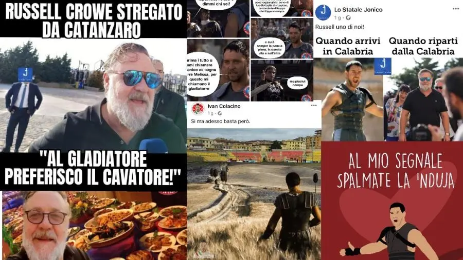 Russell Crowe a Catanzaro è anche un successo di meme: ecco i più esilaranti