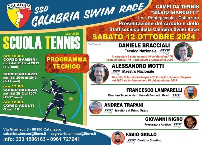 Catanzaro, grande attesa ai campi da tennis di Pontepiccolo per l'arrivo dei tecnici nazionali Bracciali e Motti