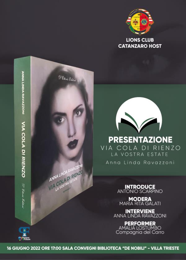 images "Via Cola Di Rienzo – la vostra estate": giovedì 16 giugno a Catanzaro la presentazione del libro di Anna Linda Ravazzoni