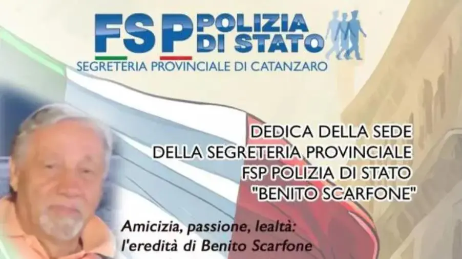 Un anno dalla morte di Benito Scarfone, Fsp Polizia: "Messa e intitolazione della segreteria"
