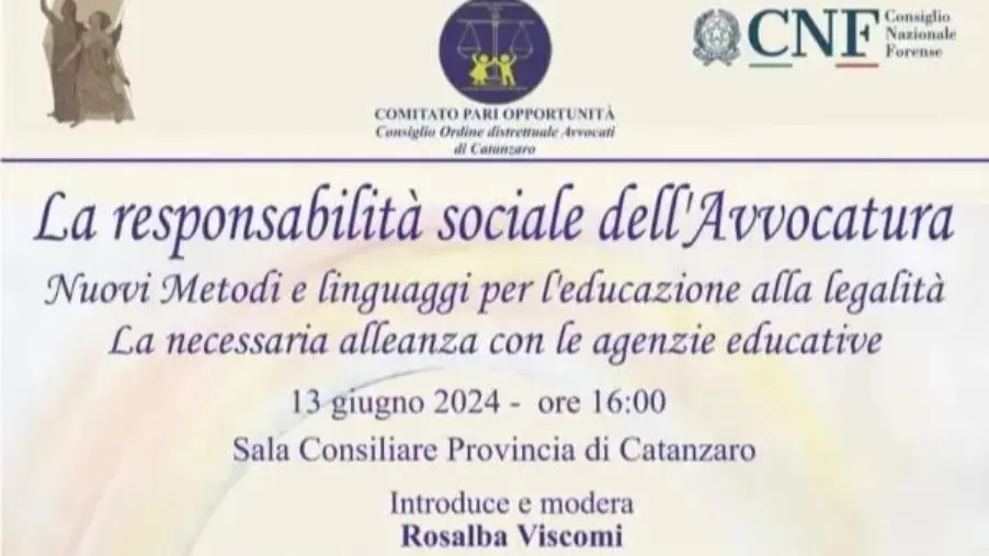 Catanzaro, "Nuovi metodi e linguaggi per l’educazione alla legalità" in un incontro del CPO degli Avvocati