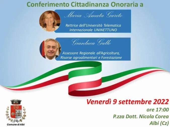 images Albi, il Comune conferisce la cittadinanza onoraria ad Anna Amata Garito e Gianluca Gallo