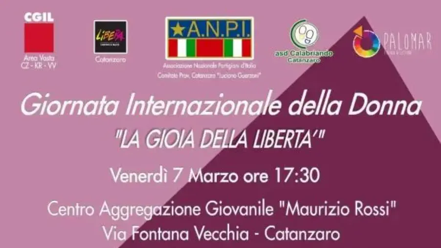 "La gioia della libertà", venerdì a Catanzaro un evento per la Giornata della Donna