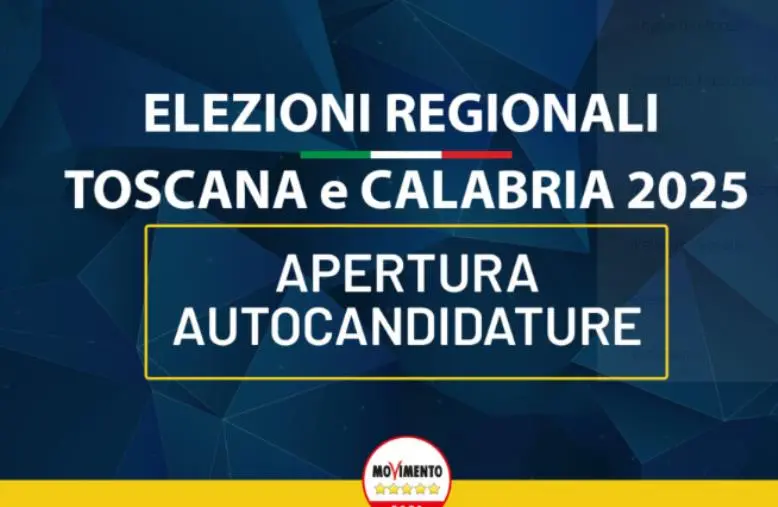 images Regionali 2025, al via le auto-candidature nel M5S: scadenza fissata al 20 agosto 
